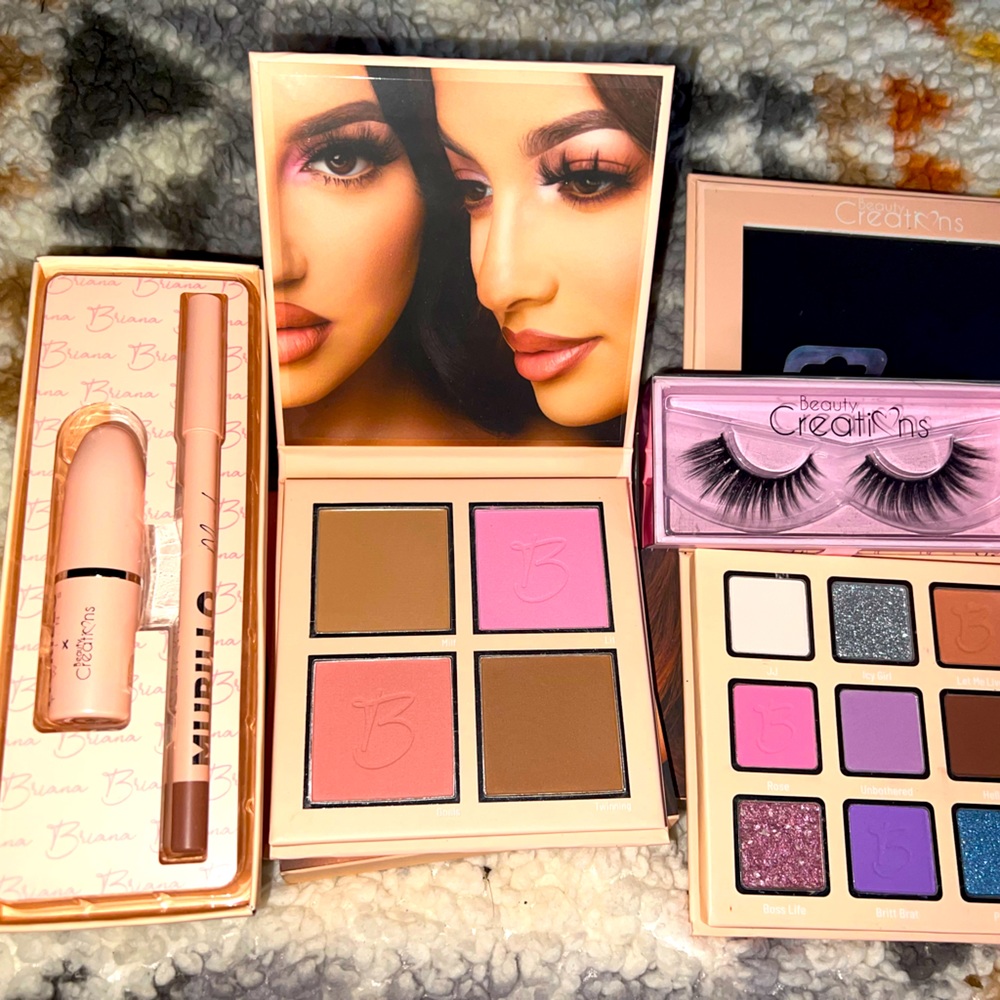 Eyeshadow lashes lipstick blush